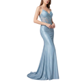 Glitzerndes hellblaues Meerjungfrau-Abendkleid mit Spitzen-Korsett