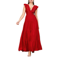 Elegantes smaragdgrünes Satin-Maxikleid mit Wasserfallausschnitt