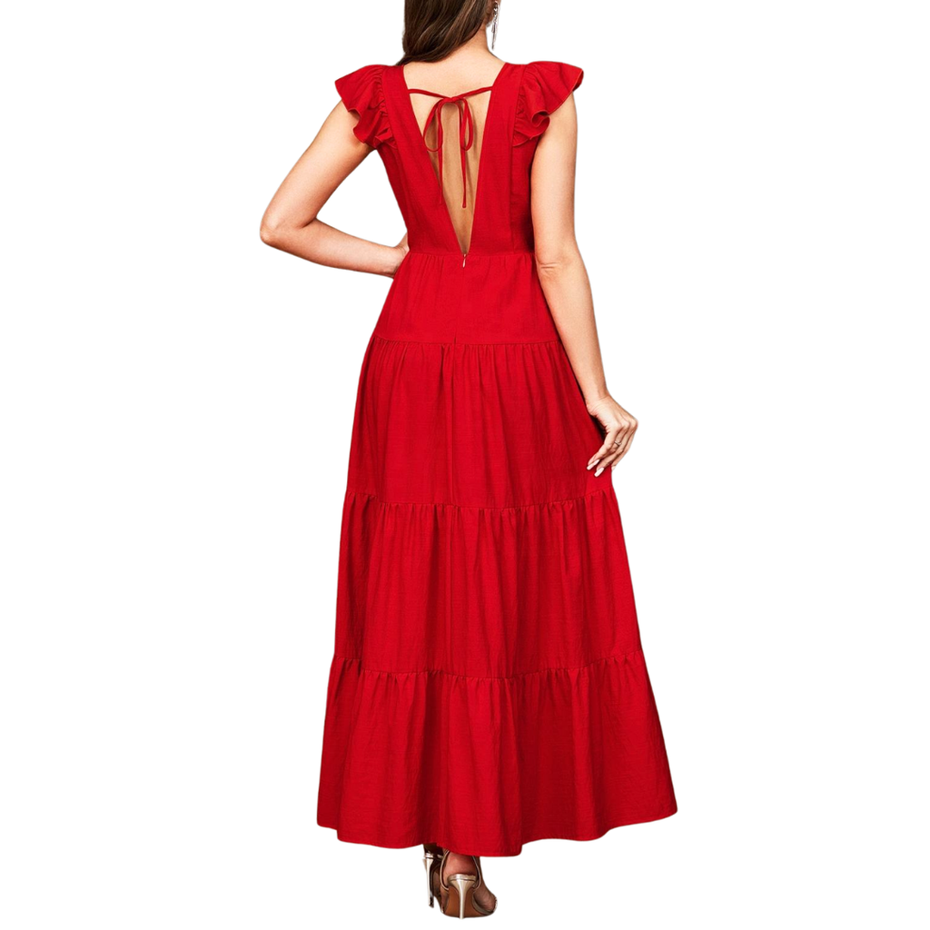 Elegantes smaragdgrünes Satin-Maxikleid mit Wasserfallausschnitt