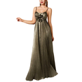 Elegantes smaragdgrünes Satin-Maxikleid mit V-Ausschnitt
